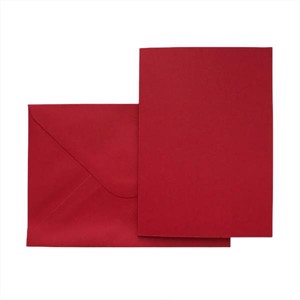 Ensfarvet kort med kuvert - Rød